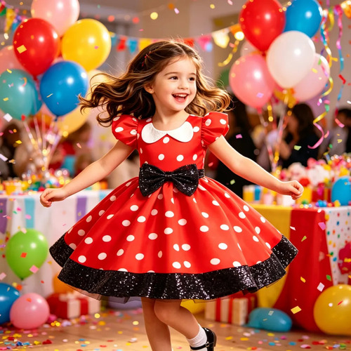 Disfraz Minnie Mouse Rojo Bebe Niña Cosplay Traje Vestido Lunares Diadema Elegante Halloween Carnaval Fiesta Tematica Cumpleaños Princesas Regalos | Meses sin interés