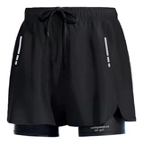 Gimnasio Short Con Licra Deportiva 2 En 1 Hombre Correr 