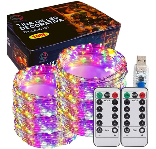 Tira Led Decorativa Antiagua C/control 20 Mts 200 Leds 2pzs