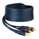 3 Cables Uso Rudo Auxiliar 3.5 Mm A 2 Rca 1.8 Metros