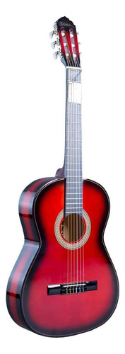 Guitarra Clásica Española Roja Sombreada Con Funda