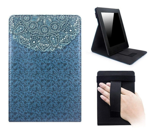 Capa Kindle Novo Paperwhite Wb® Freedom Auto Hibernação Cor Mandala Azul