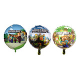 Pack 6 Globos Metalizados Minecraft 45 Cms Para Aire O Helio