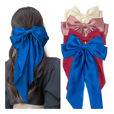 4 Mariposas Para El Cabellobroches Para El Cabello,satén Blanco/rosa/azul/rojo