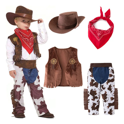 Traje Vaquero Infantil Con Chaleco Y Corbata Yimateecoh