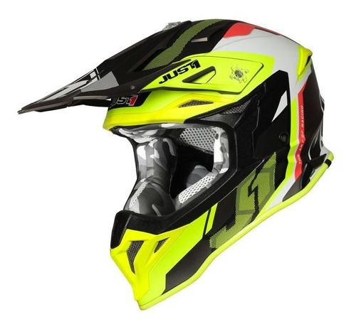 Casco Motocross Just 1 J39 Reactor Fluoyellow-red-titan Mate