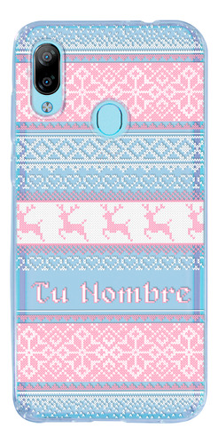 Funda Para Zte Ugly Sweater Navideño Rosa Con Tu Nombre