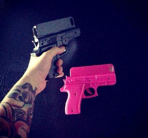 Funda Pistola Plastica Para iPhone Arma Hombre Mujer Juguete