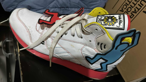 Keith Haring X Reebok Cuero Clásico Medio Lux Blanco