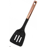 Espatula Fritura Vazada Utensílio Cozinha Pp Inox Preta 35 Cor Preto Rose