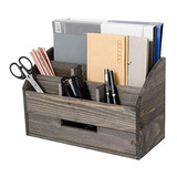 Liry Products - Organizador De Escritorio De Madera Rústica