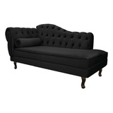 Divã Recamier Sofá Diana 160cm Direito Suede Am Moveis Cor Preto