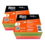 2 Blocos Adesivo Para Recado Neon 400 Folhas Jocar Office