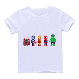 Remera Blanca Adultos  8 Bits Pixeles Pixel R155