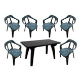 Set 6 Silla Milano 1 Mesa Rectangular Mascardi Negro