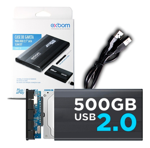 Hd Externo Exbom Usb 2.0 P / Pc Notebook Ps3 Xbox360 Smarttv