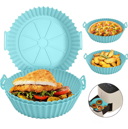 Cesto Bandeja Silicona Para Airfryer Freidora Blue Aire