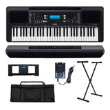 Teclado Arranjador Yamaha Psr-e373 Preto + Suporte X + Capa