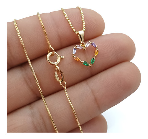 Cadena En Oro Laminado Y Dije De Corazón 