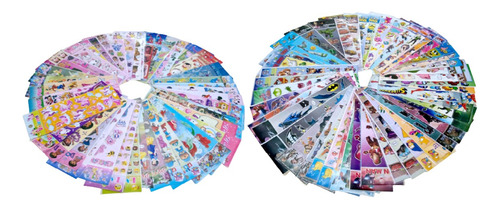 80 Cartelas Adesivo Infantil Sticker - Temas Variados