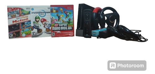 Nintendo Wii Negro Con 3 Juegos Y 3 Controles