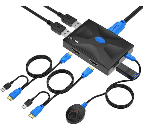 Conmutador Usb 2.0 Con 10 Puertos Usb Hdmi Kvm +2 Cables