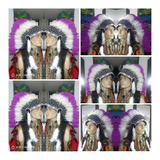 Cocar Indígena Chefe Nativo Americano Xamanismo Roxo 