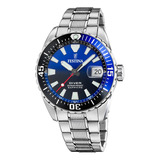 Reloj Festina Hombre Acero Diver Buceo 200m Azul F20669.5 Color De La Malla Plateado Color Del Bisel Negro