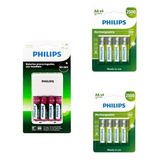 Carregador Philips Com 12 Pilhas Aa Recarregável Original