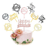 10 Letrero Pastel Cake Topper Fiesta Feliz Cumpleaños Evento