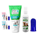 Gel Creme Dental Pet + Spray Bucal + Escova Dente Cachorro Sabor Menta