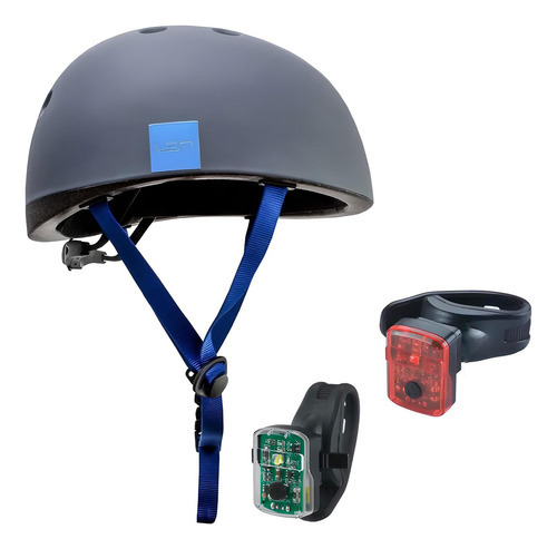 Kit Casco Bicicleta Talla L + Lampara Recargable Jy6080a Lem