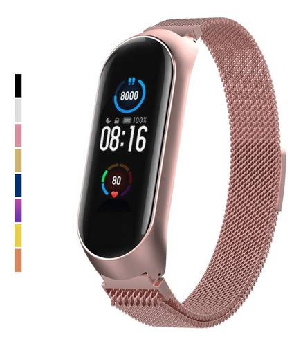 Pulseira Magnética Para Mi Band 5 Milanese Aço Inox Metal