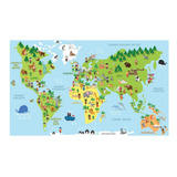 Vinilo Mapa Infantil Español Continentes - 1.50mx90cm