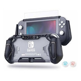 Funda Grip + Vidrio Templado Para Nintendo Switch Lite Negro