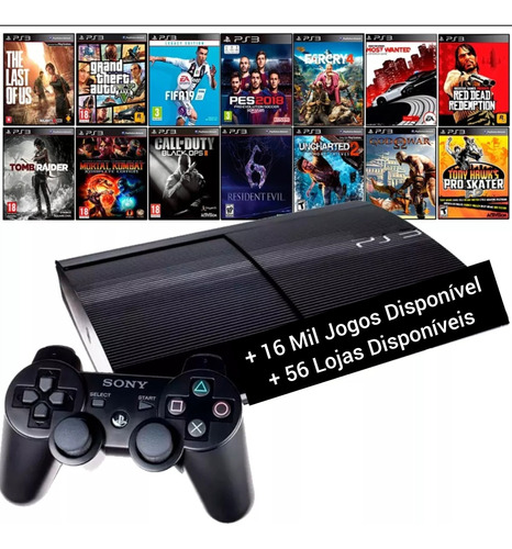 Playstation 3 Super Slim + 16 Mil Jogos Disponíveis 