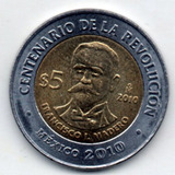 Moneda Cinco Conmemorativa Franscisco I Madero   Brillo   27