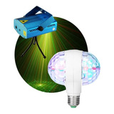 Combo Luces Dj Laser Lluvia + Bola Rayos Doble Led Giratoria