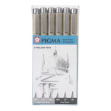 Set 6 Tiralíneas Sakura Pigma Micron Drawing Gray Tones