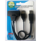 Cable Sata A Usb 3.0 Adaptador Para Disco Duro 2.5 Hasta 4tb Color Negro