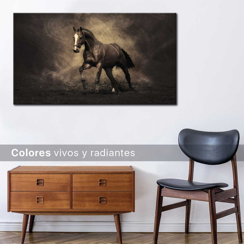 Cuadro Canvas Caballo Cafe Arte Elegante Panoramico 130x60