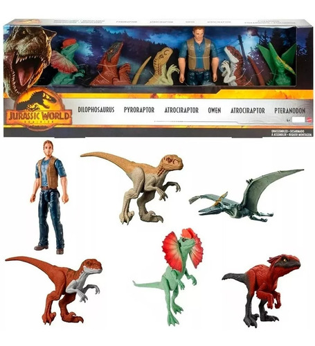 Jurassic World Pack C/ 6 Bonecos Dinossauros Novos Originais