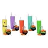 Vaso Acero Inoxidable 20oz  2 En 1 Bebida Y Snack 5 Piezas