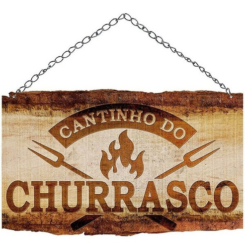 Placa Decorativa Em Mdf - Cantinho Do Churrasco 24x27cm
