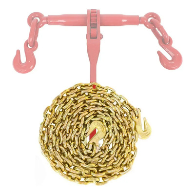 Toolor Cadena Amarilla Seguridad Ganchos 3/8 Grado 70 Dorado