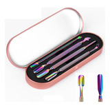 Juego De 4 Limas De Uñas De Acero Inoxidable Cuticle Pusher