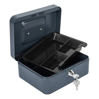 Caja De Dinero Acero Con Llave Metalica Para Negocio 20 X 16 Gris Oscuro