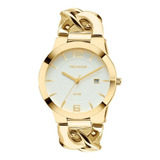 Relógio Technos Feminino Dourado Unique Luxo Original Casual Cor Da Correia Dourada Cor Do Fundo Branco