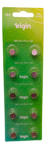 Bateria Alcalina Lr41 1,5v Elgin Botão - Cartela C/ 10 Unid