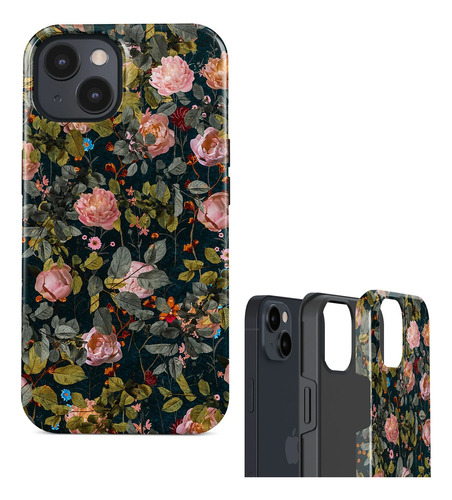 Funda Doble Capa Flores Para iPhone Carcasa Diseño Floral 